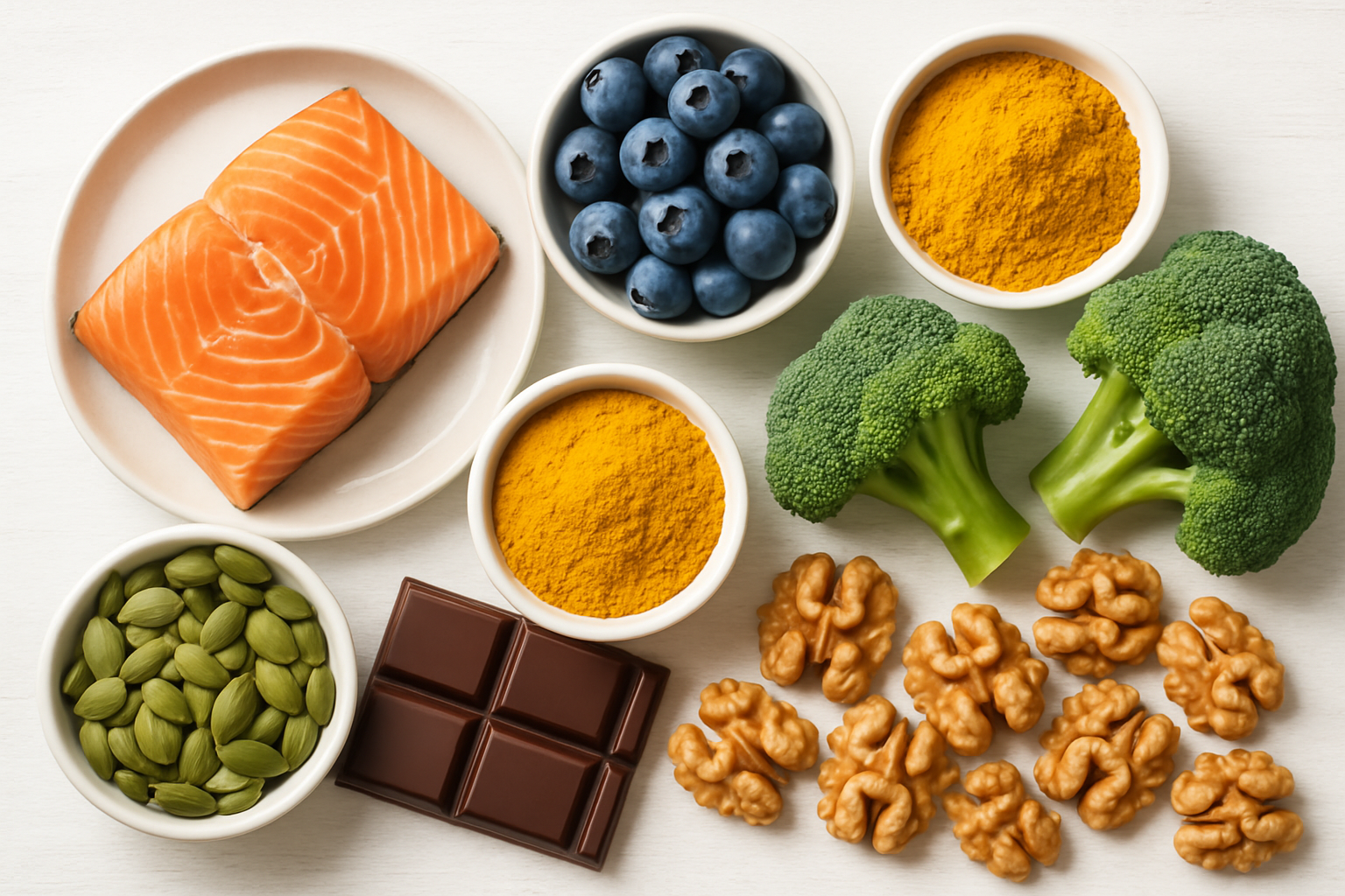 Brain-boosting foods arranged beautifully
