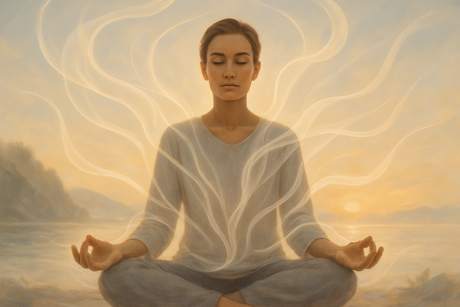 Person in peaceful meditation pose